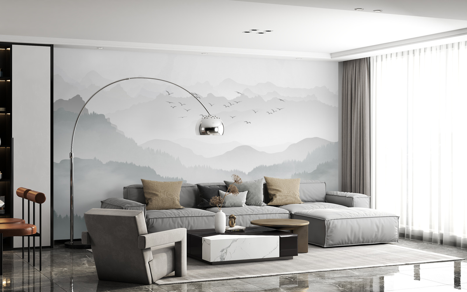 Fototapeta hmla husto pokrýva skalnaté štíty