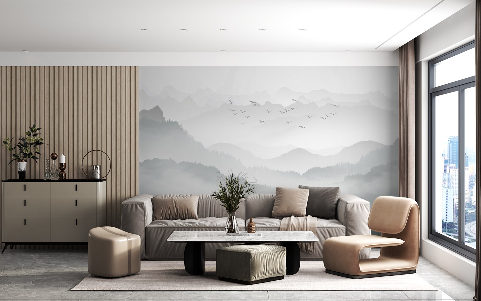 Fototapeta hmla husto pokrýva skalnaté štíty