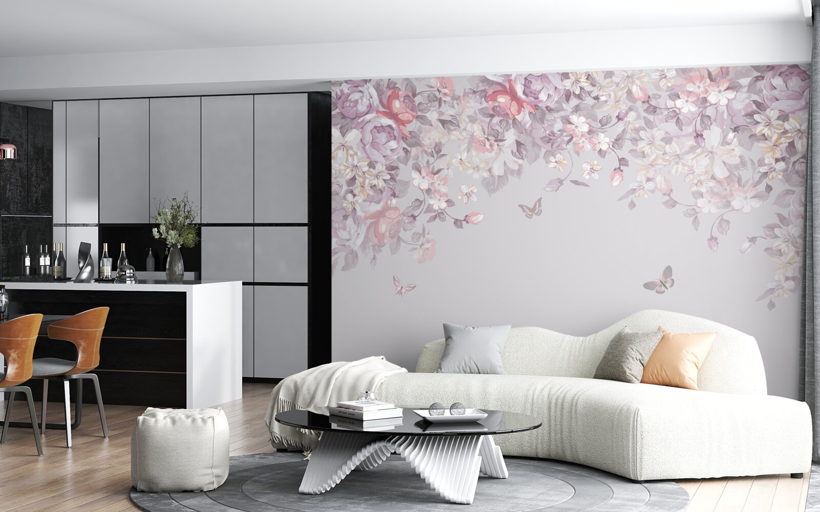 Fototapeta záhrada, kde kvitnú kvety a motýle