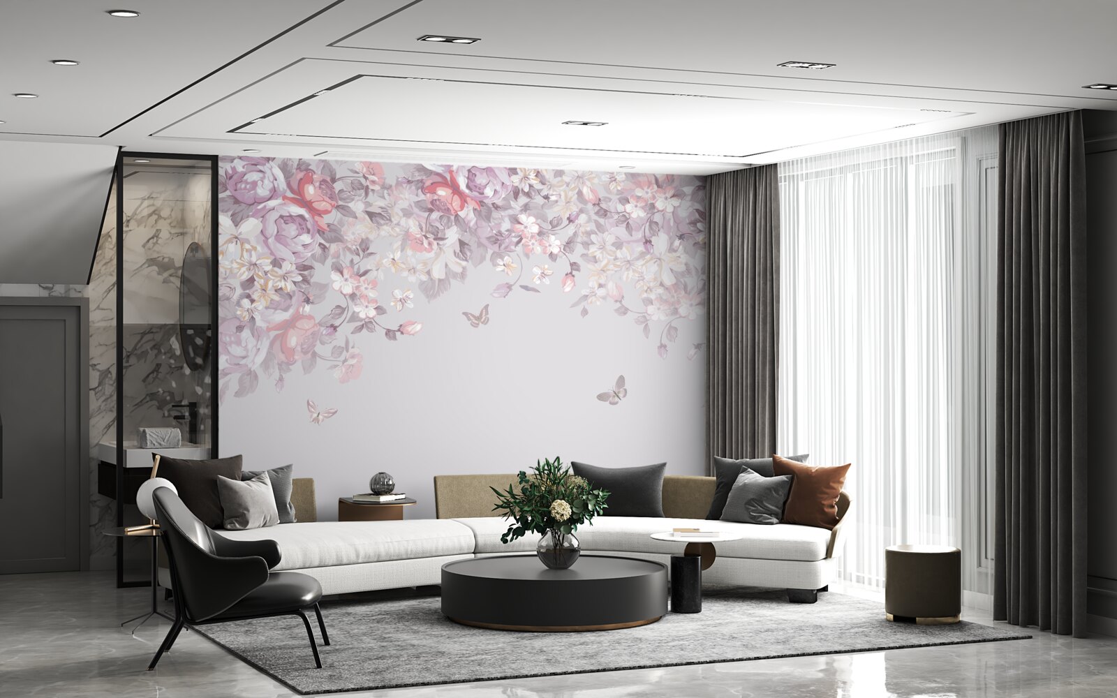 Fototapeta záhrada, kde kvitnú kvety a motýle