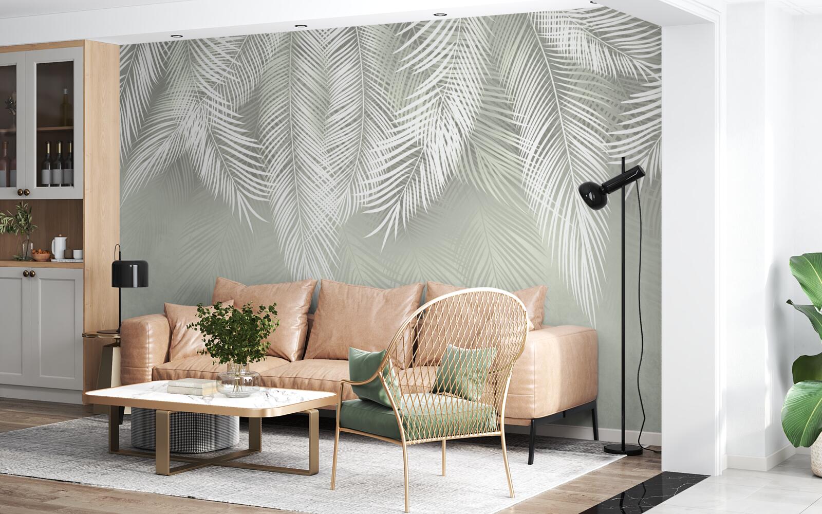 Fototapeta snehobiele, jemné a mäkké palmové listy