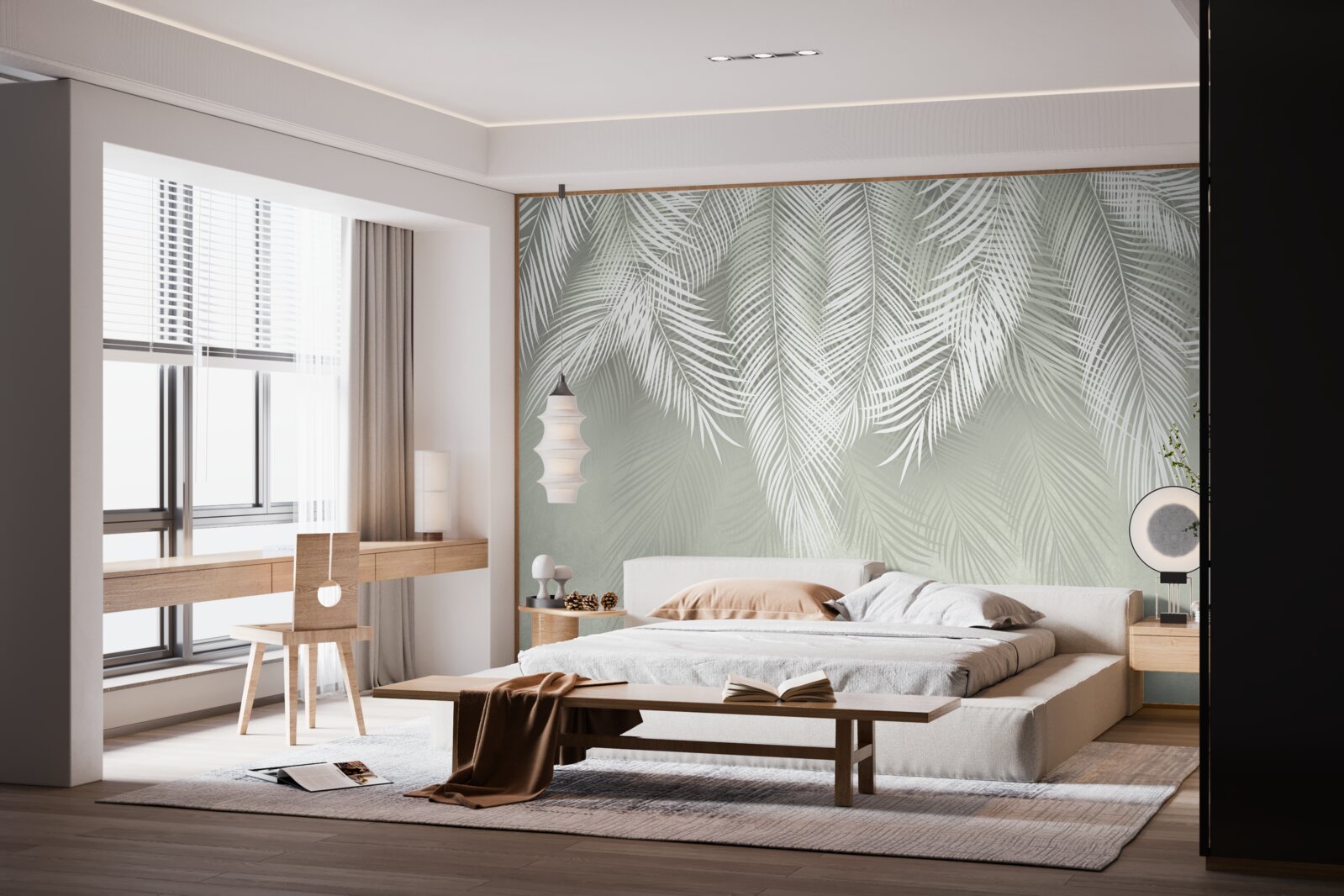 Fototapeta snehobiele, jemné a mäkké palmové listy