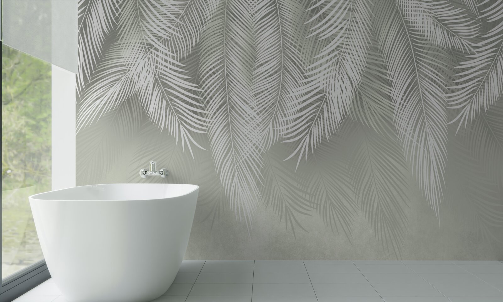 Fototapeta snehobiele, jemné a mäkké palmové listy