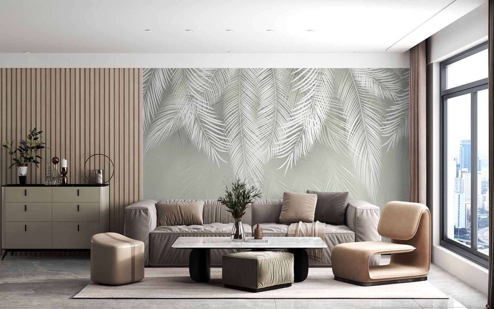 Fototapeta snehobiele, jemné a mäkké palmové listy