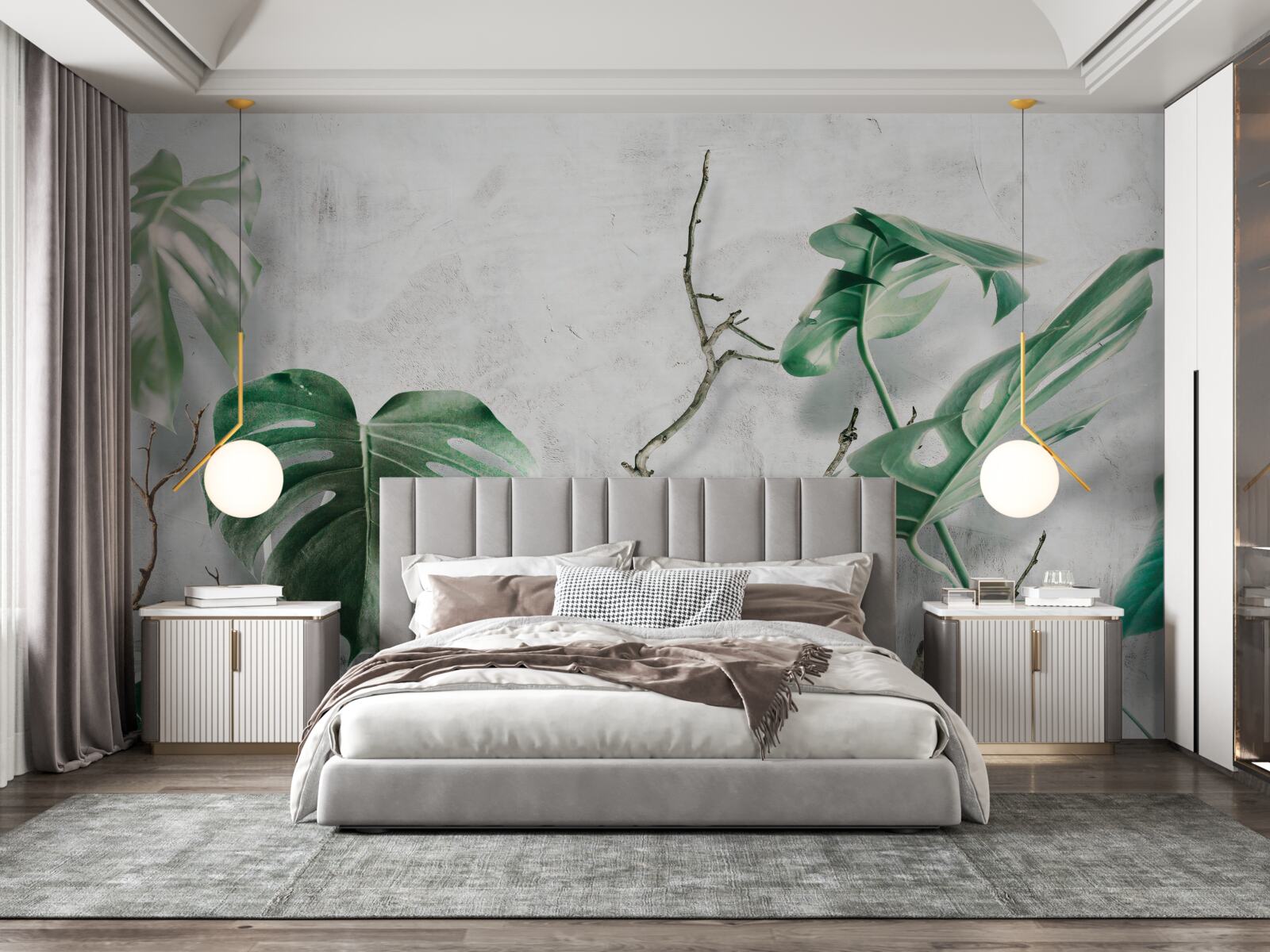 Fototapeta tropické príšery so zelenými vetvami