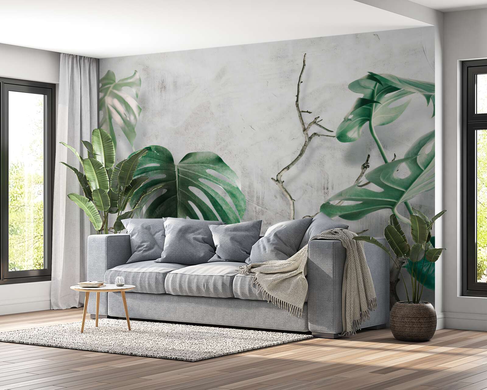 Fototapeta tropické príšery so zelenými vetvami