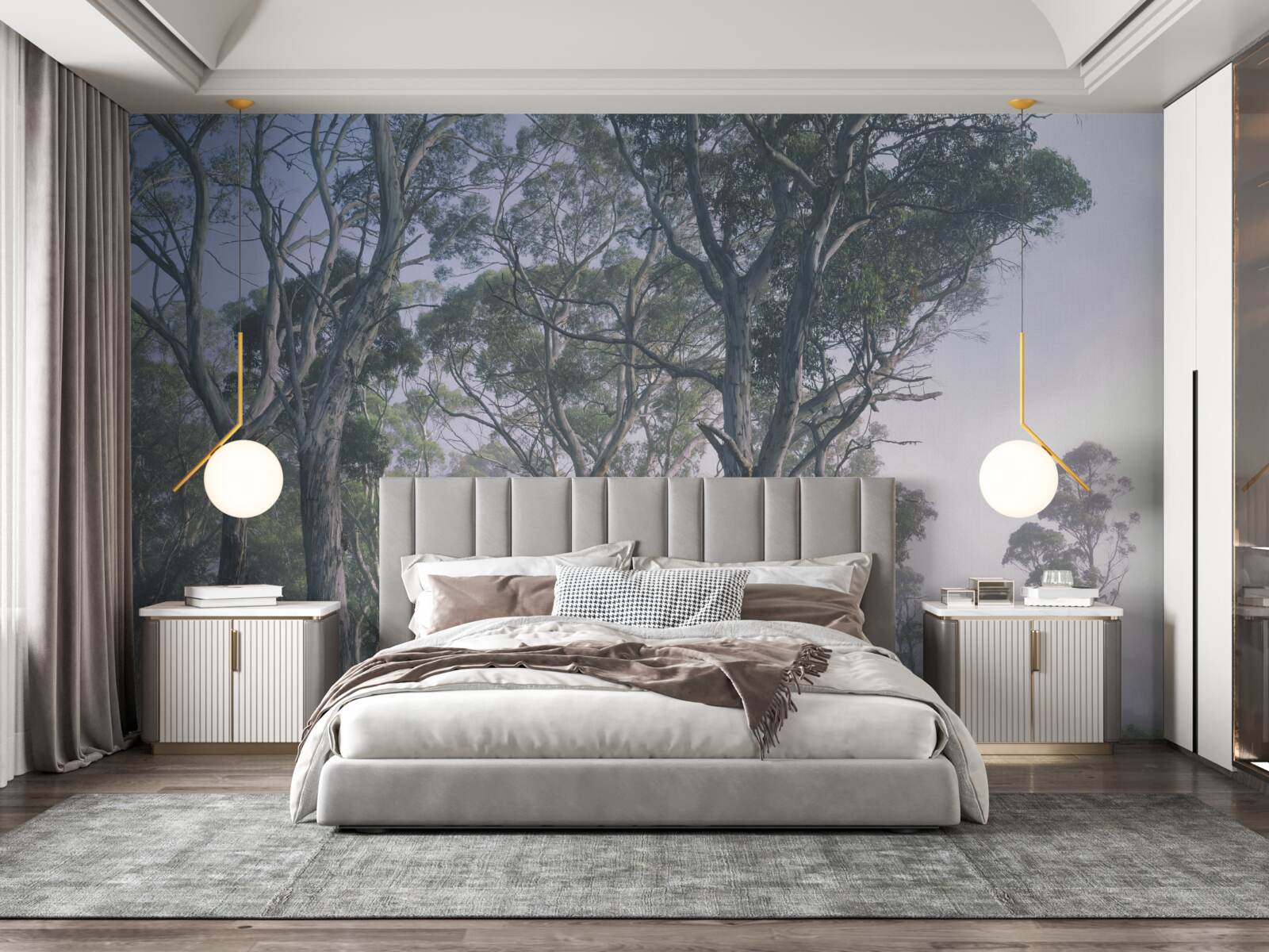 Fototapeta ráno sa prebúdza v hmlistom lese