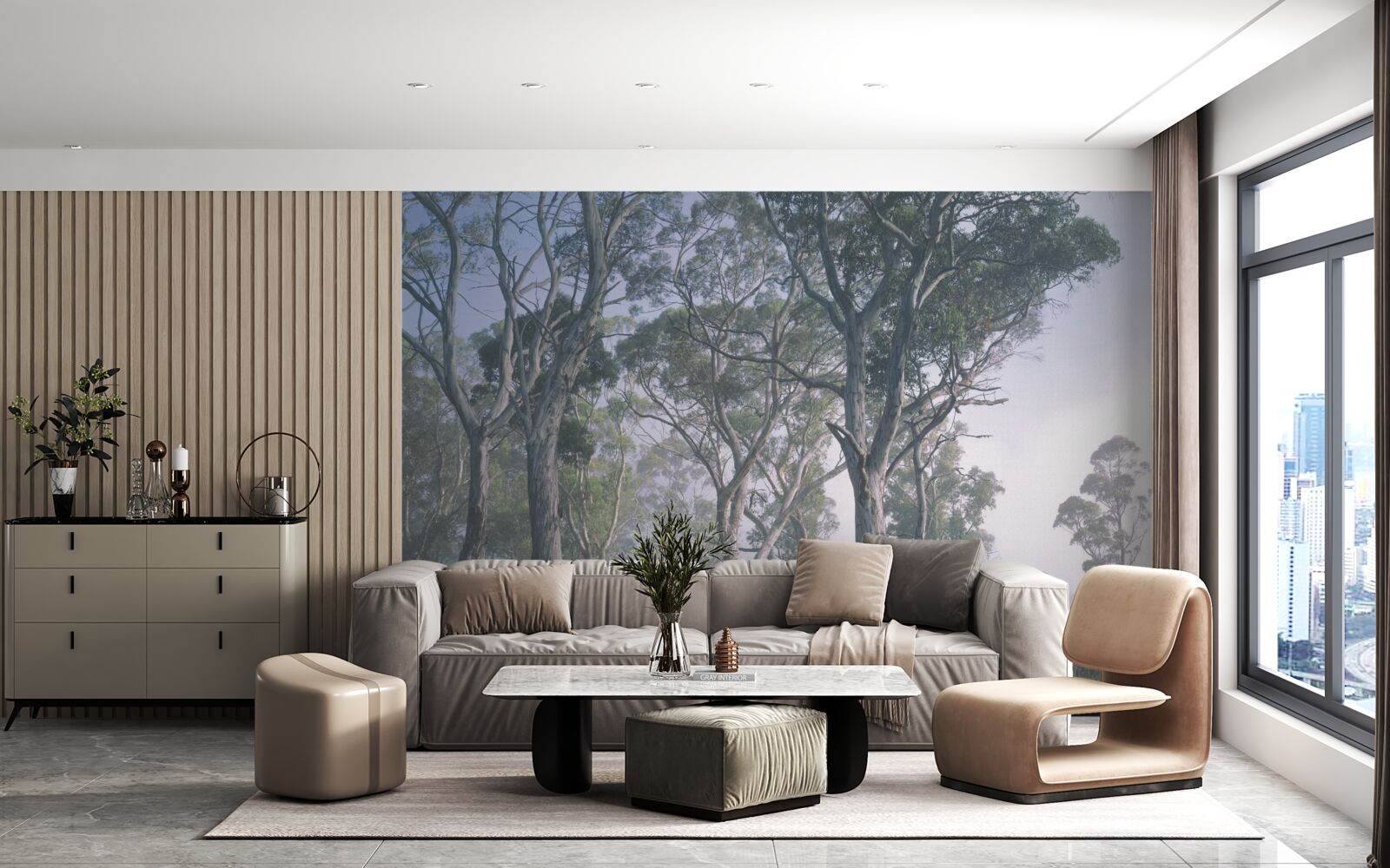 Fototapeta ráno sa prebúdza v hmlistom lese