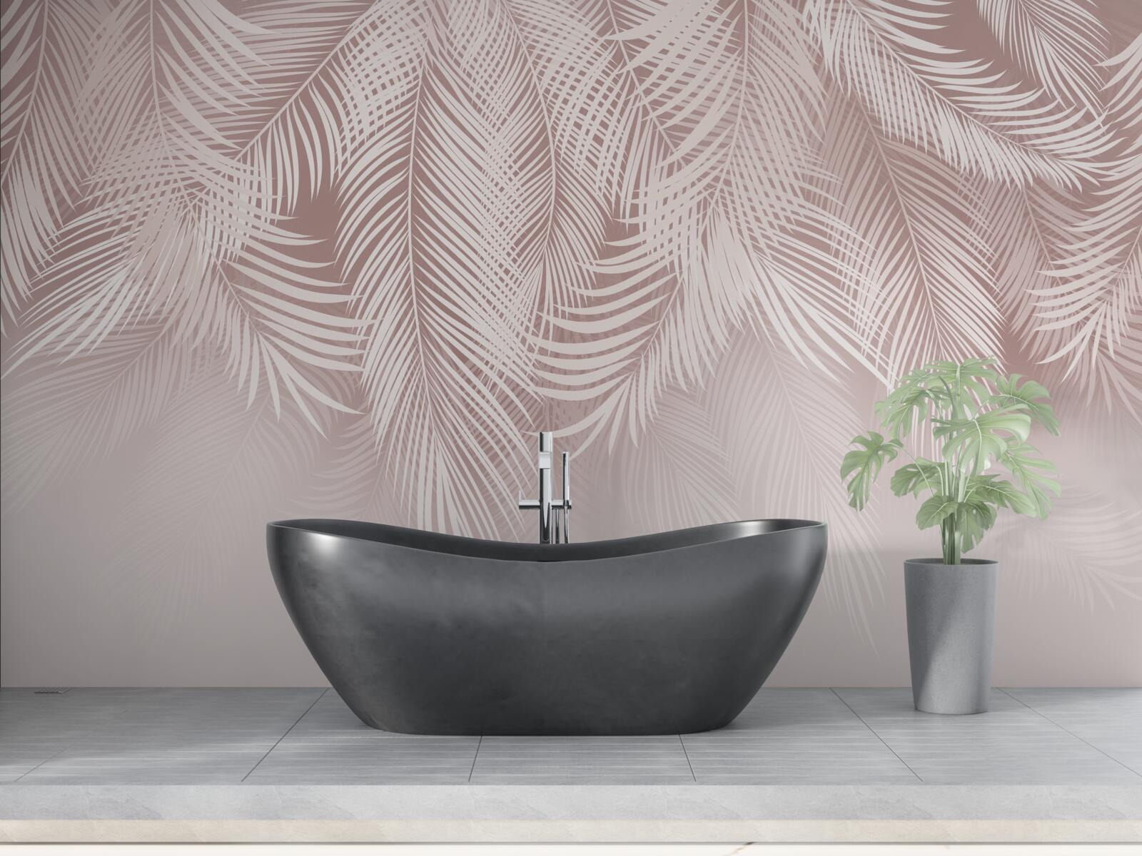 Fototapeta bledé palmové listy visia