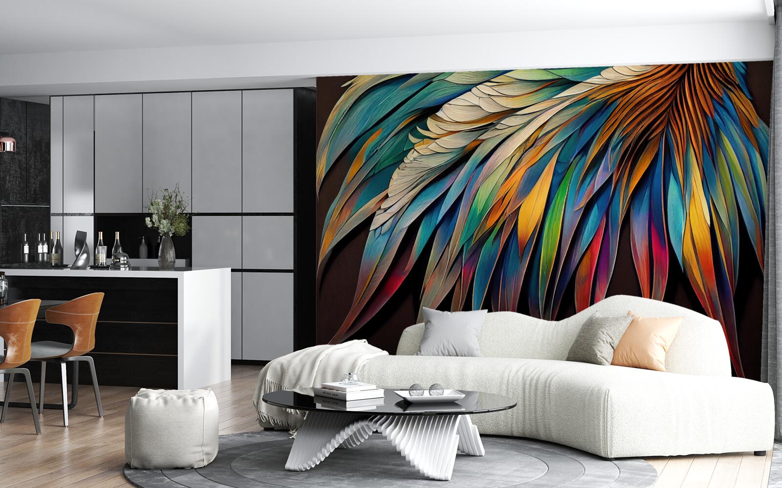 Fototapeta nočné palmové listy maľované v dúhových farbách