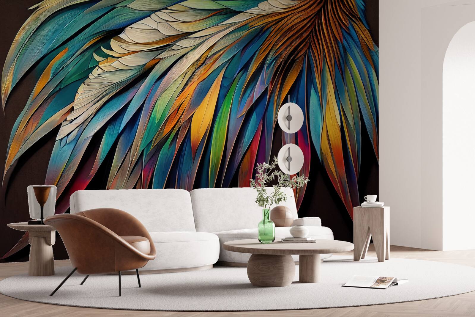 Fototapeta nočné palmové listy maľované v dúhových farbách