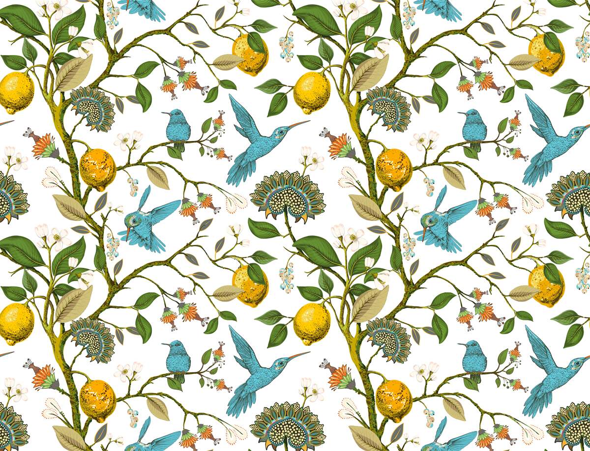 Fototapeta citróny a modré kolibríky