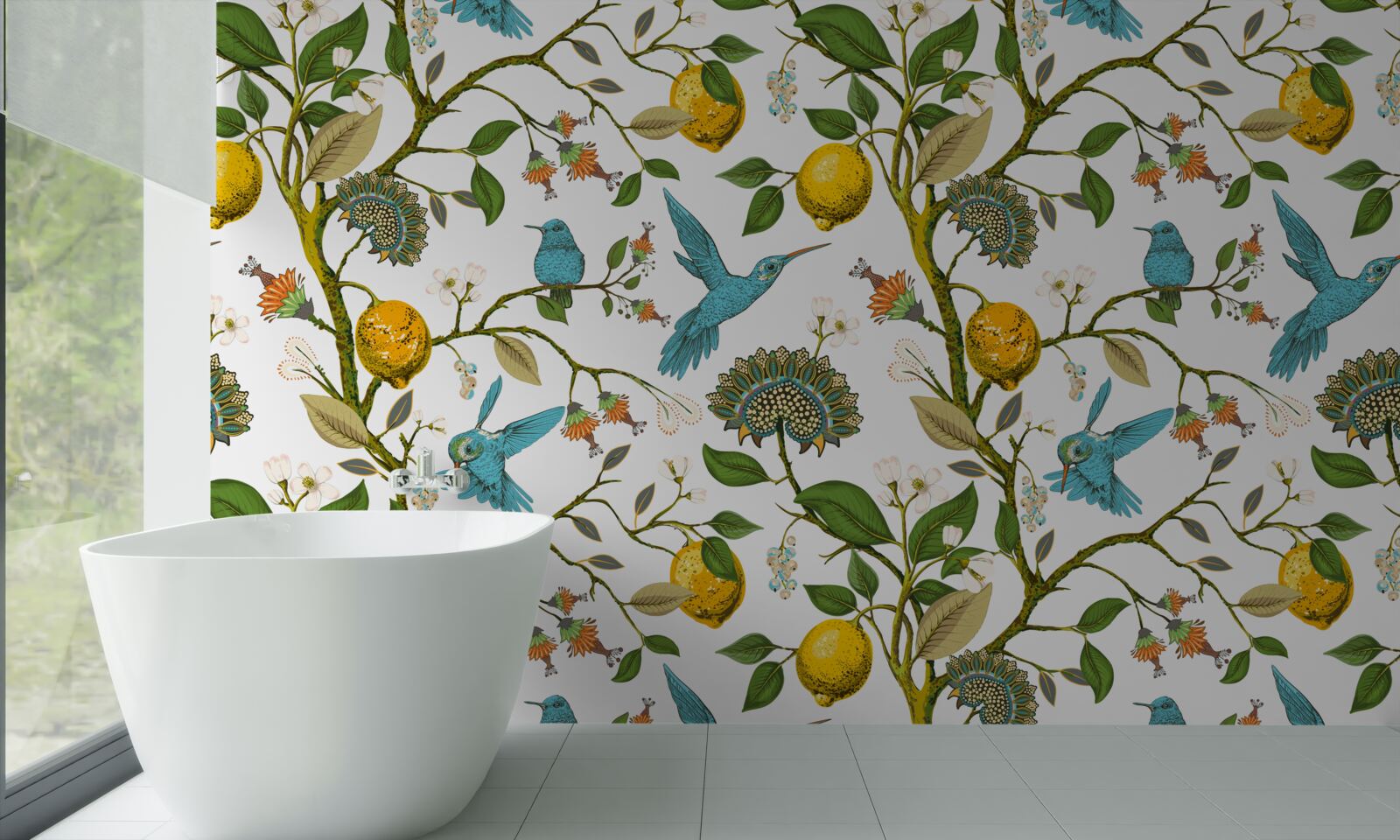 Fototapeta citróny a modré kolibríky