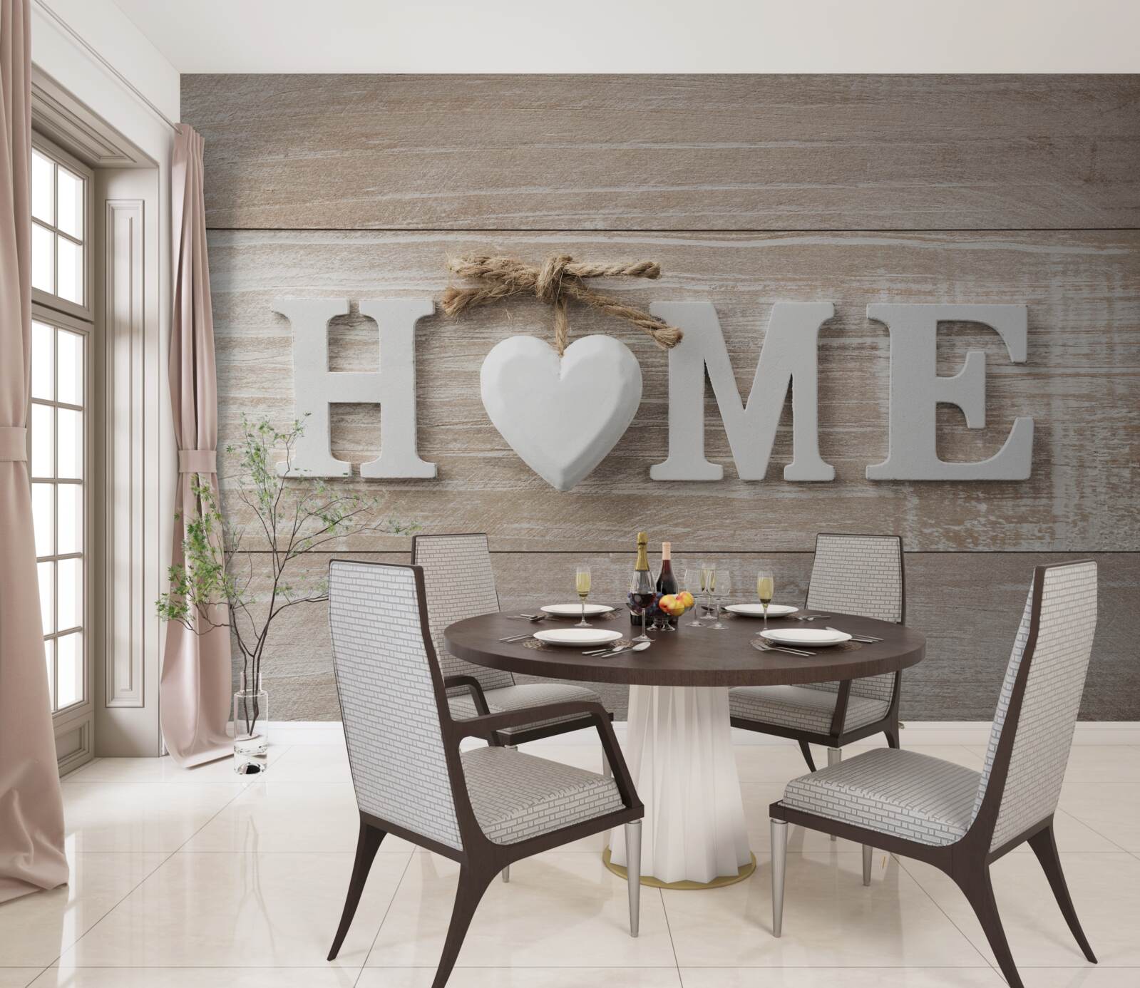 Fototapeta text "domov" na pozadí stromov