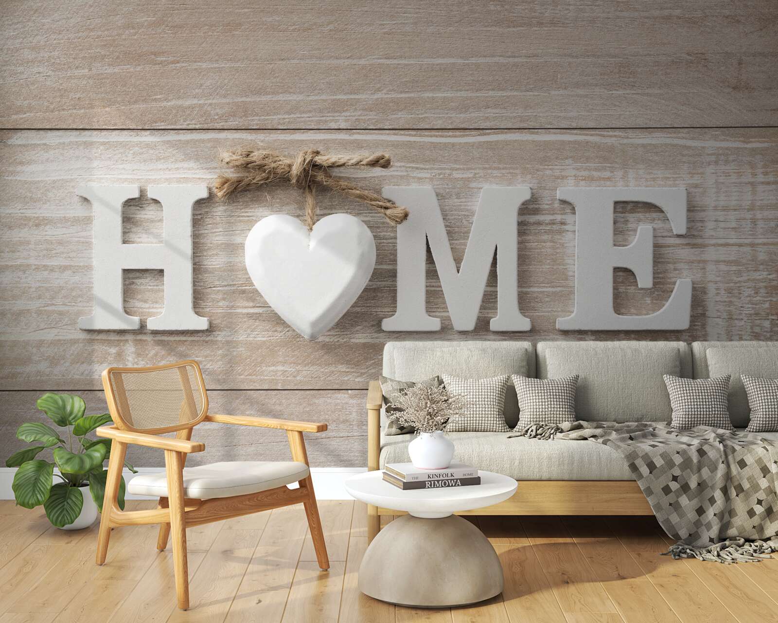 Fototapeta text "domov" na pozadí stromov