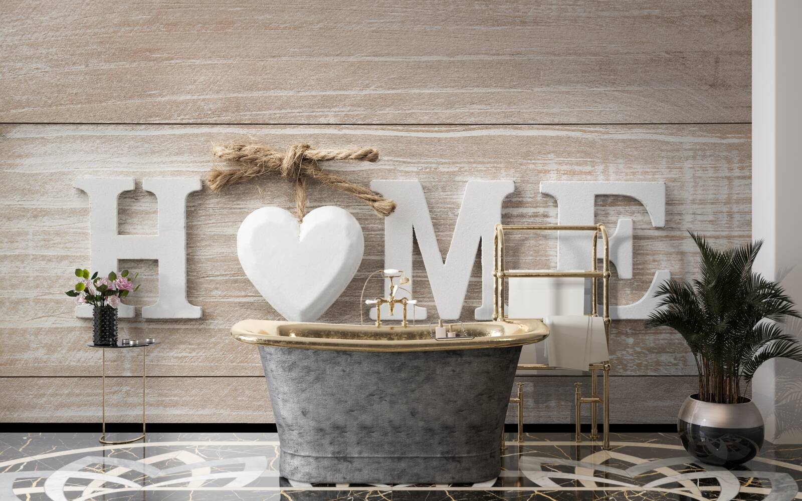 Fototapeta text "domov" na pozadí stromov