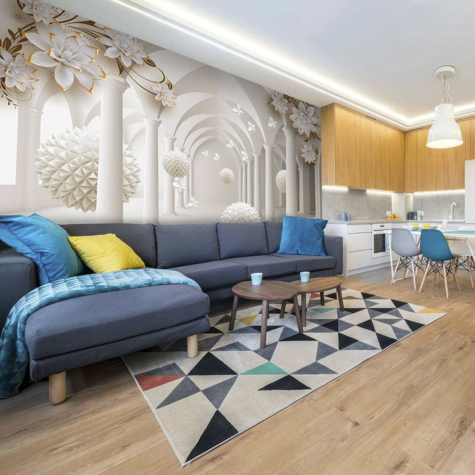 Fototapeta Chodba v gotickom štýle zdobená plávajúcimi guľami a kvetmi