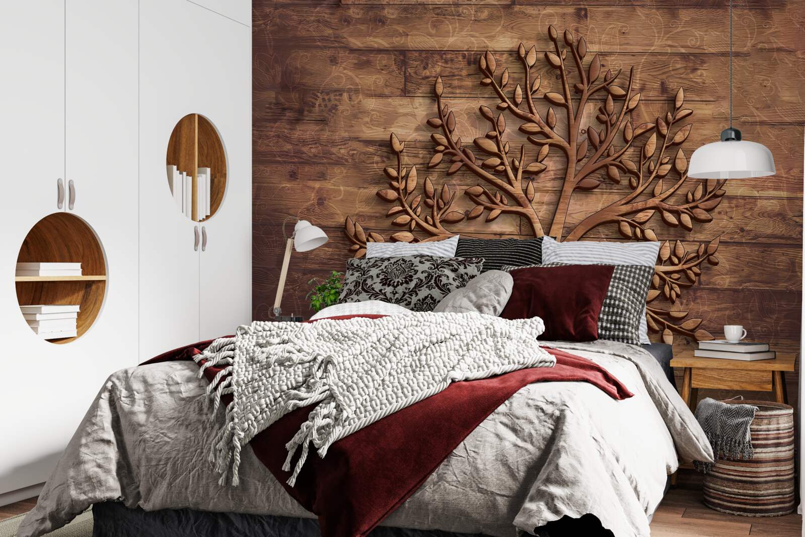 Fototapeta listnatý strom na drevenom pozadí