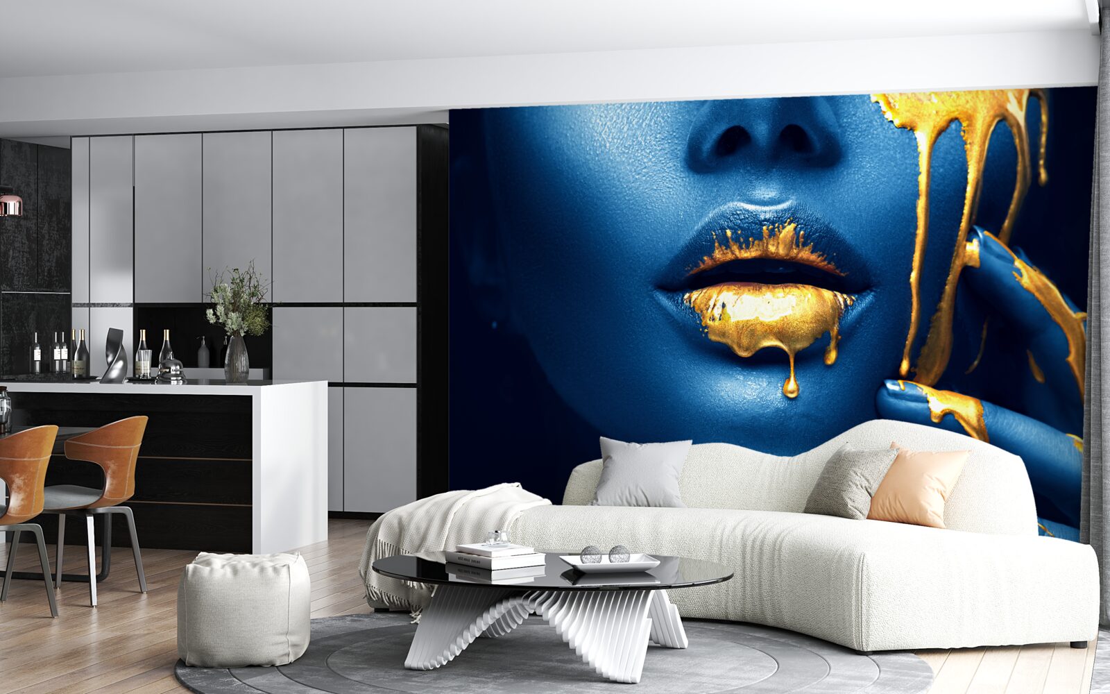 Fototapeta žena s lesklým zlatým rúžom na perách