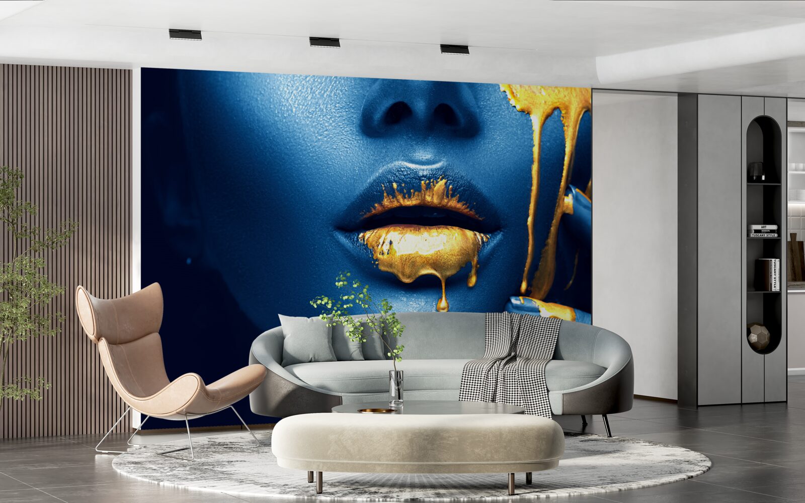 Fototapeta žena s lesklým zlatým rúžom na perách