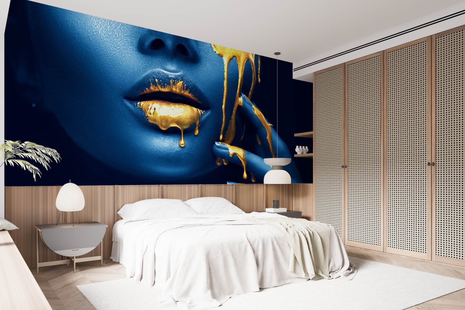 Fototapeta žena s lesklým zlatým rúžom na perách