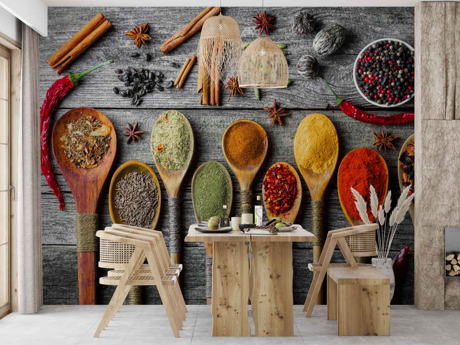 Fototapeta svetlé korenie v príboroch