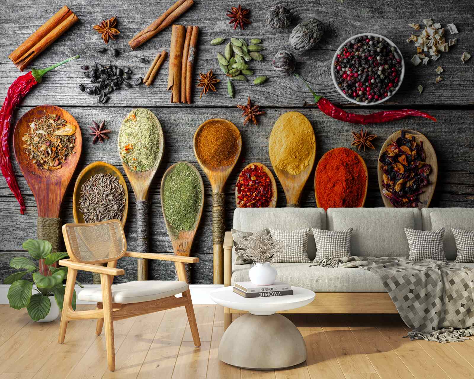 Fototapeta svetlé korenie v príboroch