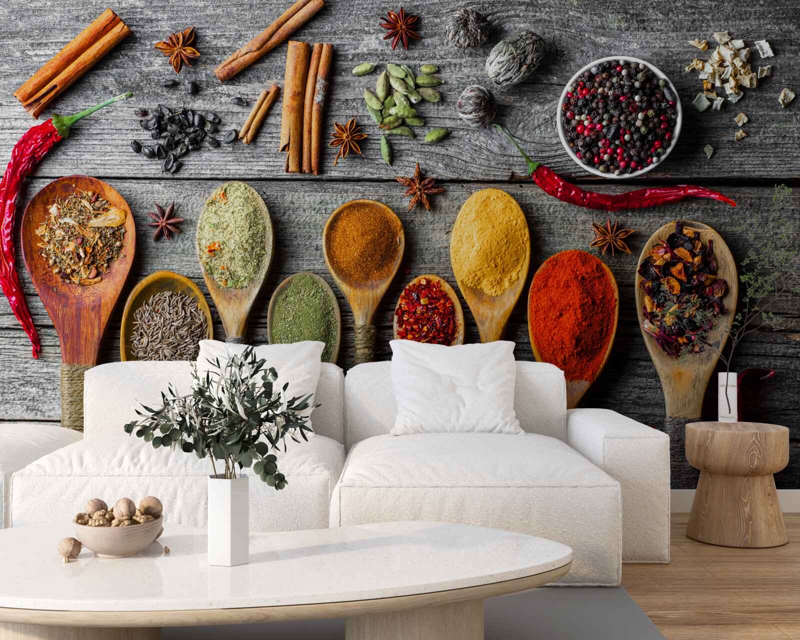 Fototapeta svetlé korenie v príboroch