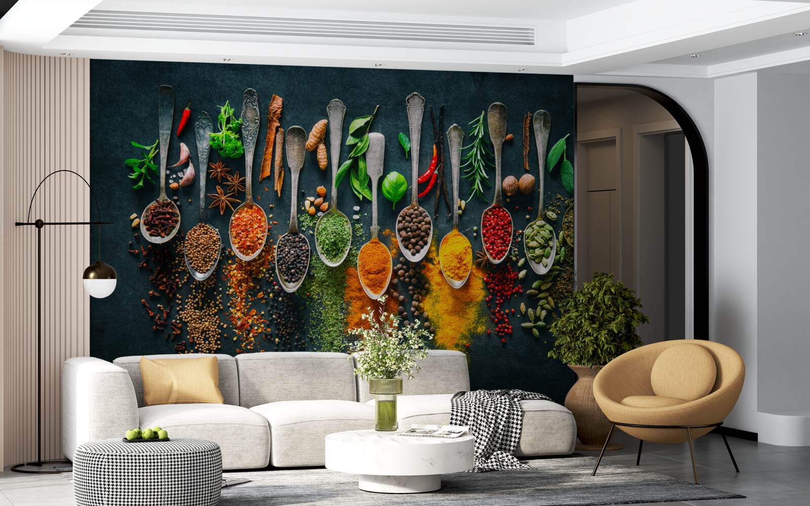 Fototapeta rôzne koreniny usporiadané v lyžičkách