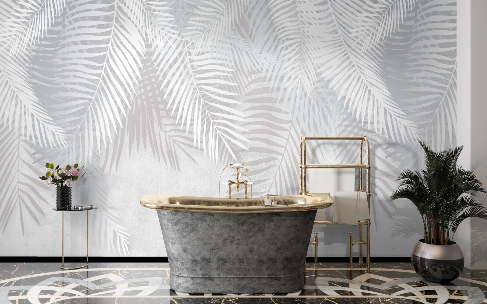 Fototapeta palmové listy na bielom pozadí