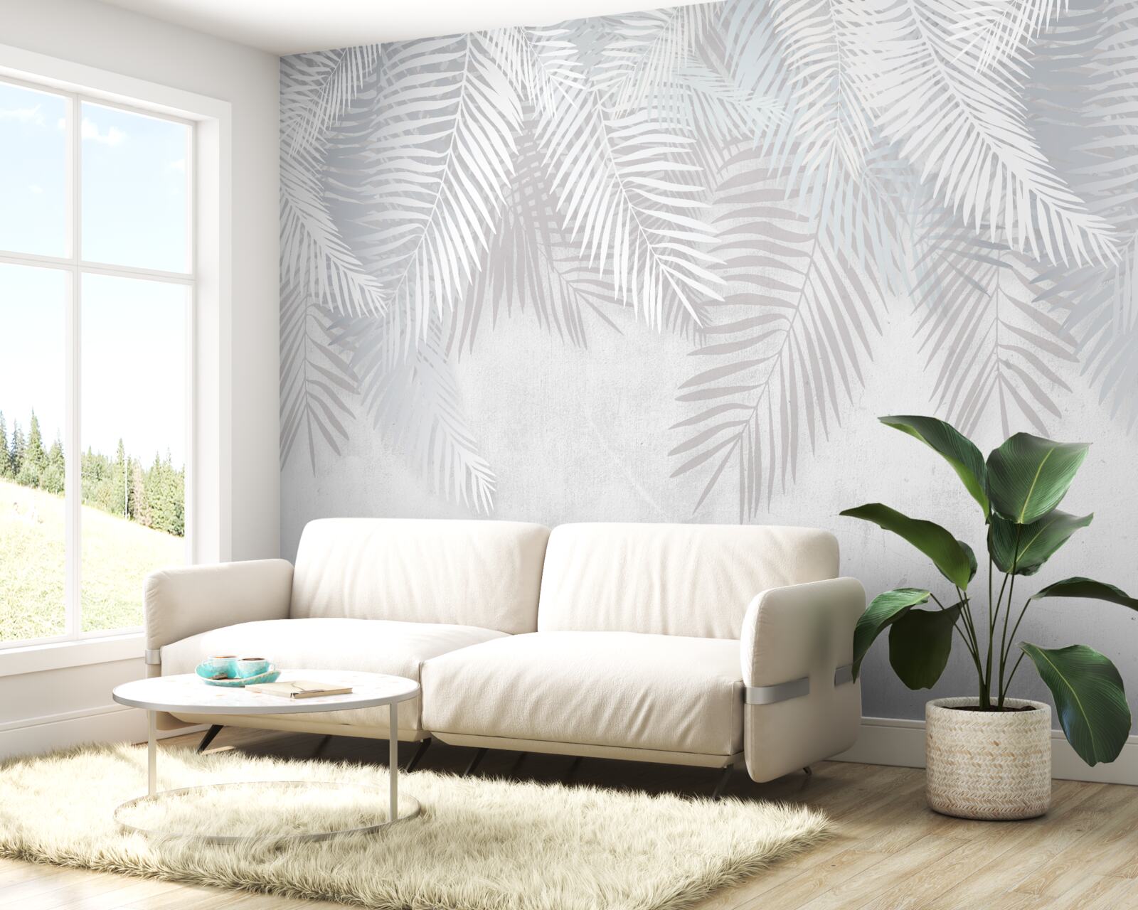 Fototapeta palmové listy na bielom pozadí