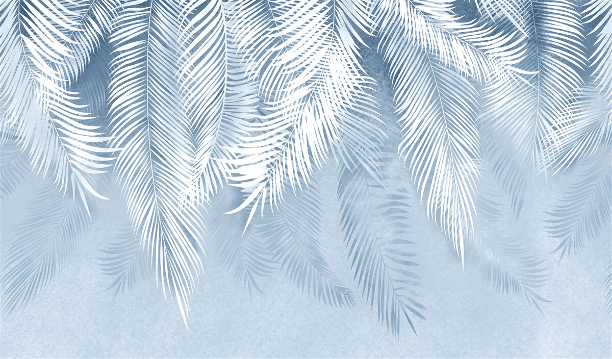 Fototapeta biele a modré perie na zimných listoch