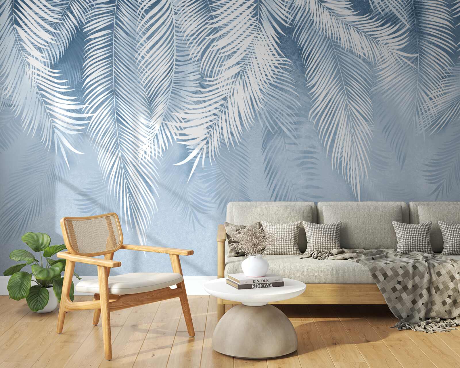 Fototapeta biele a modré perie na zimných listoch