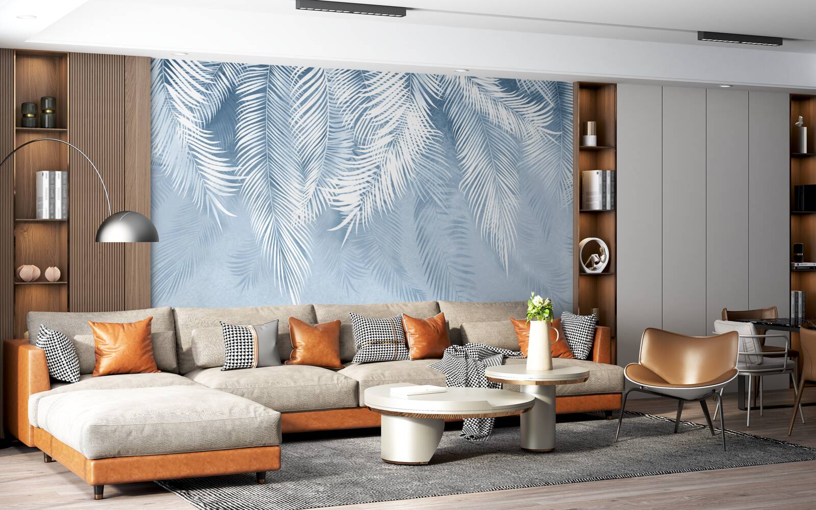 Fototapeta biele a modré perie na zimných listoch