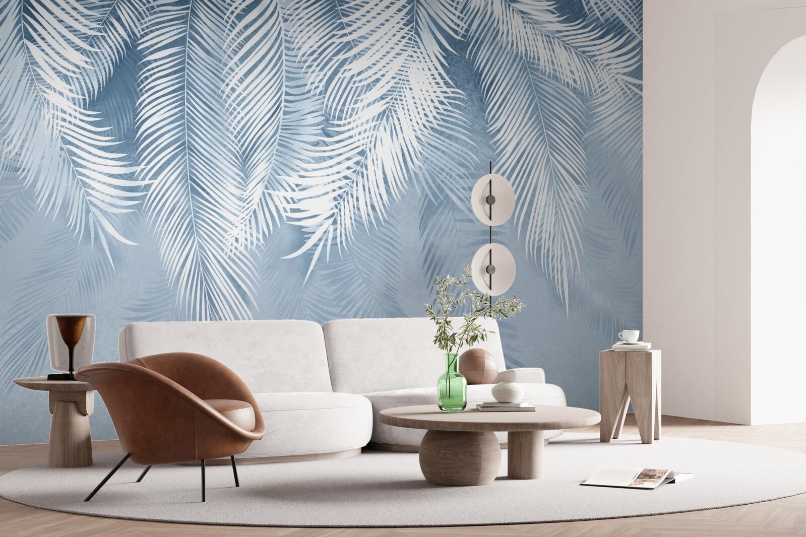 Fototapeta biele a modré perie na zimných listoch