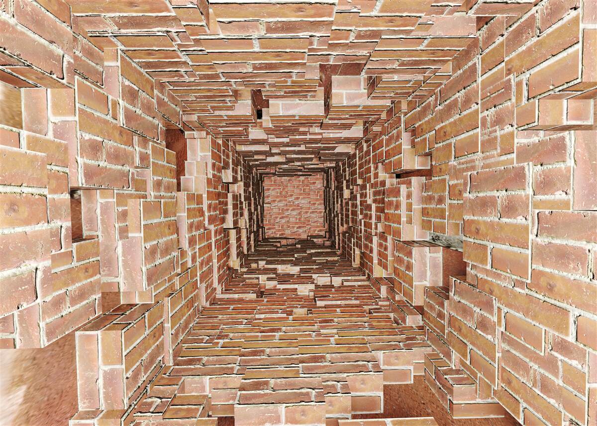 Fototapeta úzka tehlová studňa