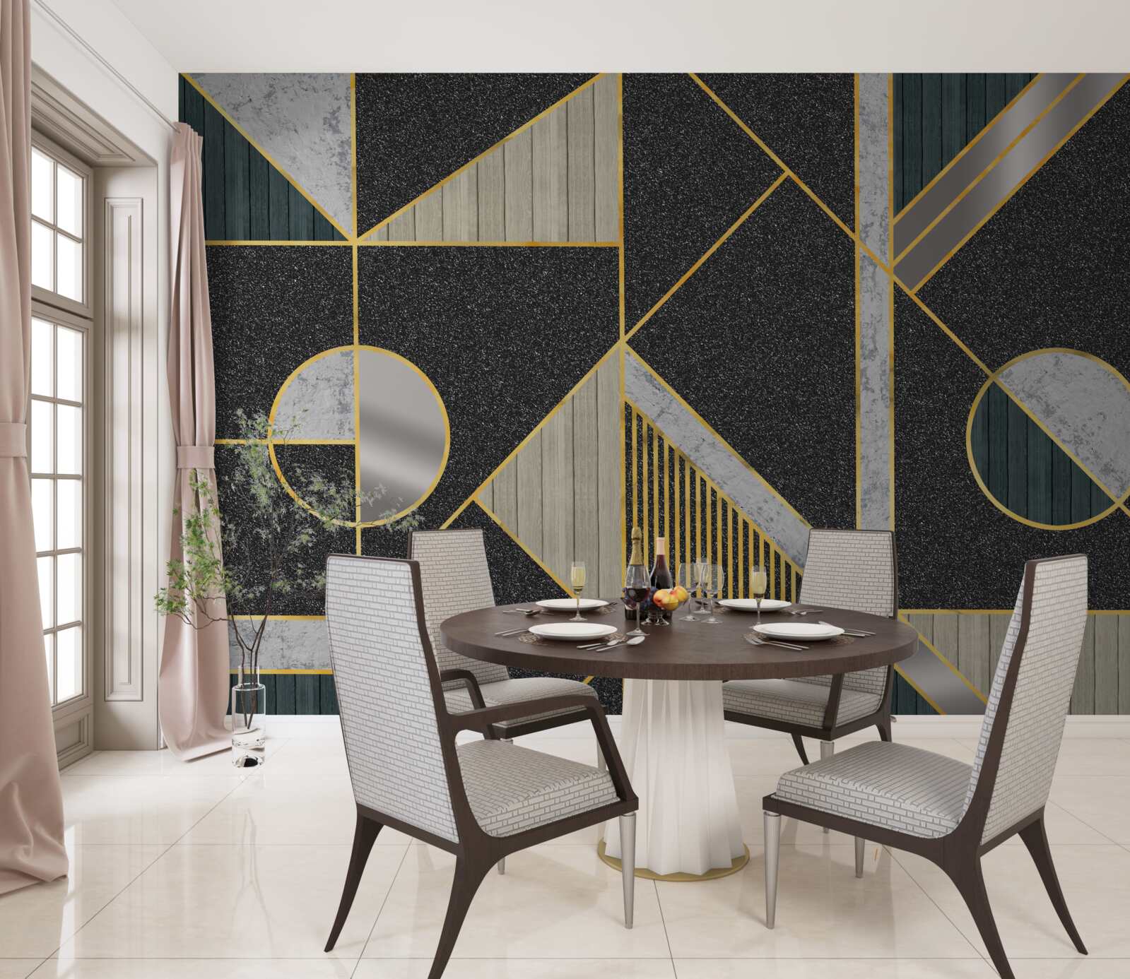 Fototapeta tmavá mozaika so zlatými odtieňmi