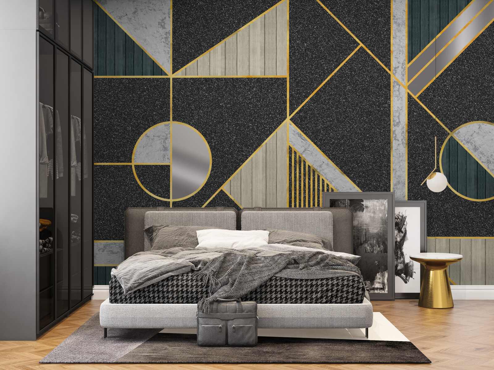 Fototapeta tmavá mozaika so zlatými odtieňmi