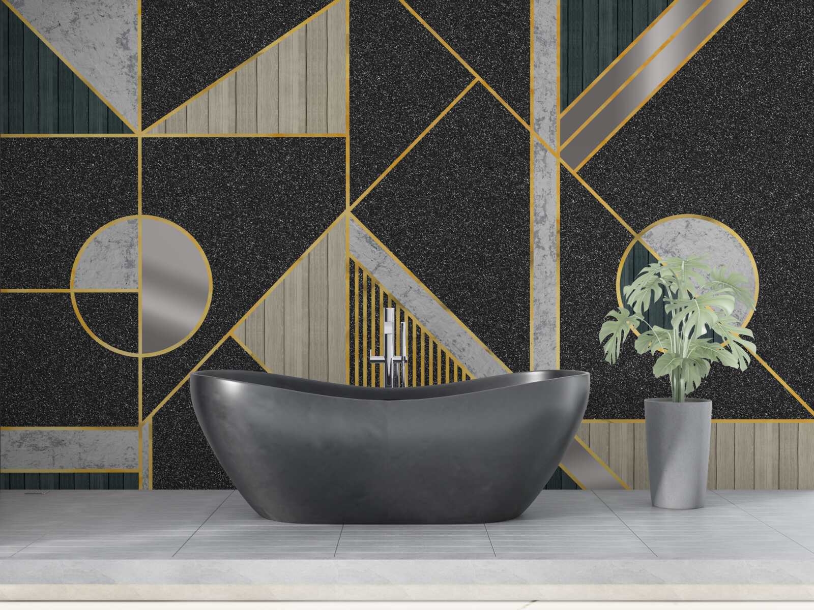 Fototapeta tmavá mozaika so zlatými odtieňmi