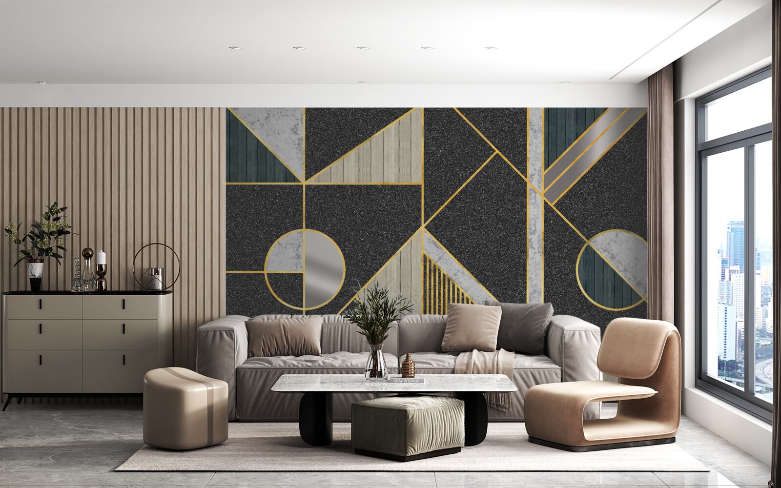 Fototapeta tmavá mozaika so zlatými odtieňmi