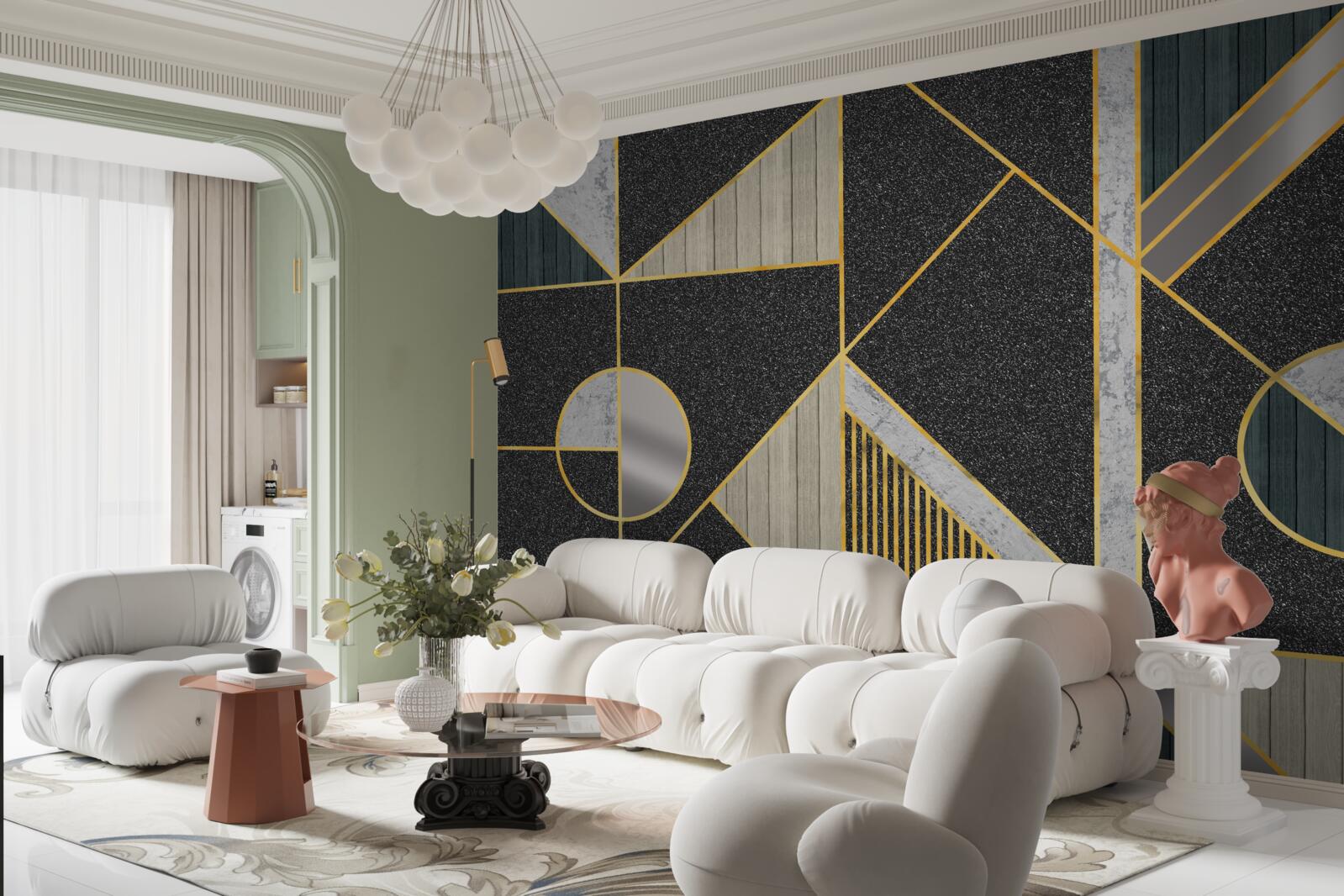 Fototapeta tmavá mozaika so zlatými odtieňmi