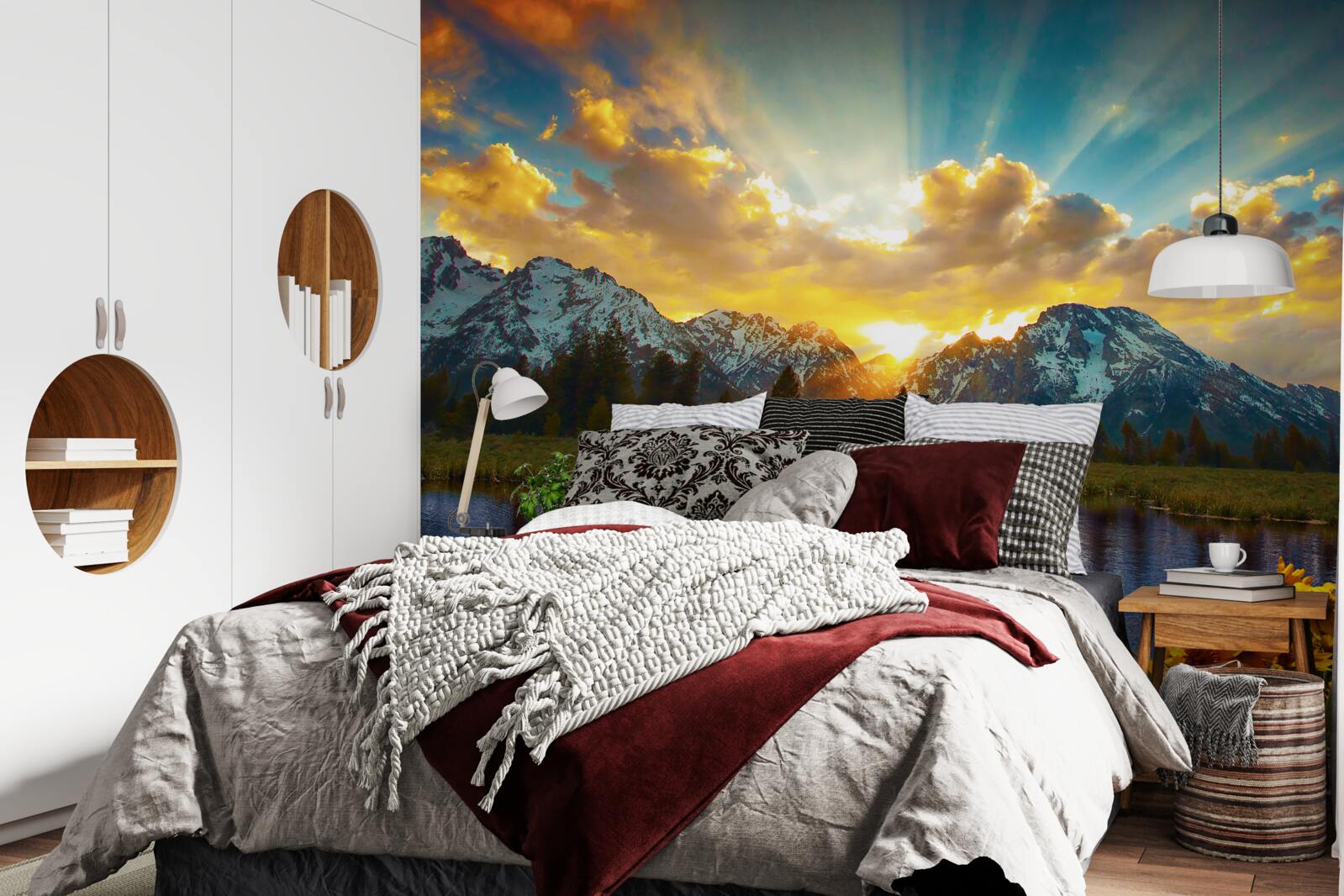 Fototapeta magický západ slnka nad vysokohorskou riekou