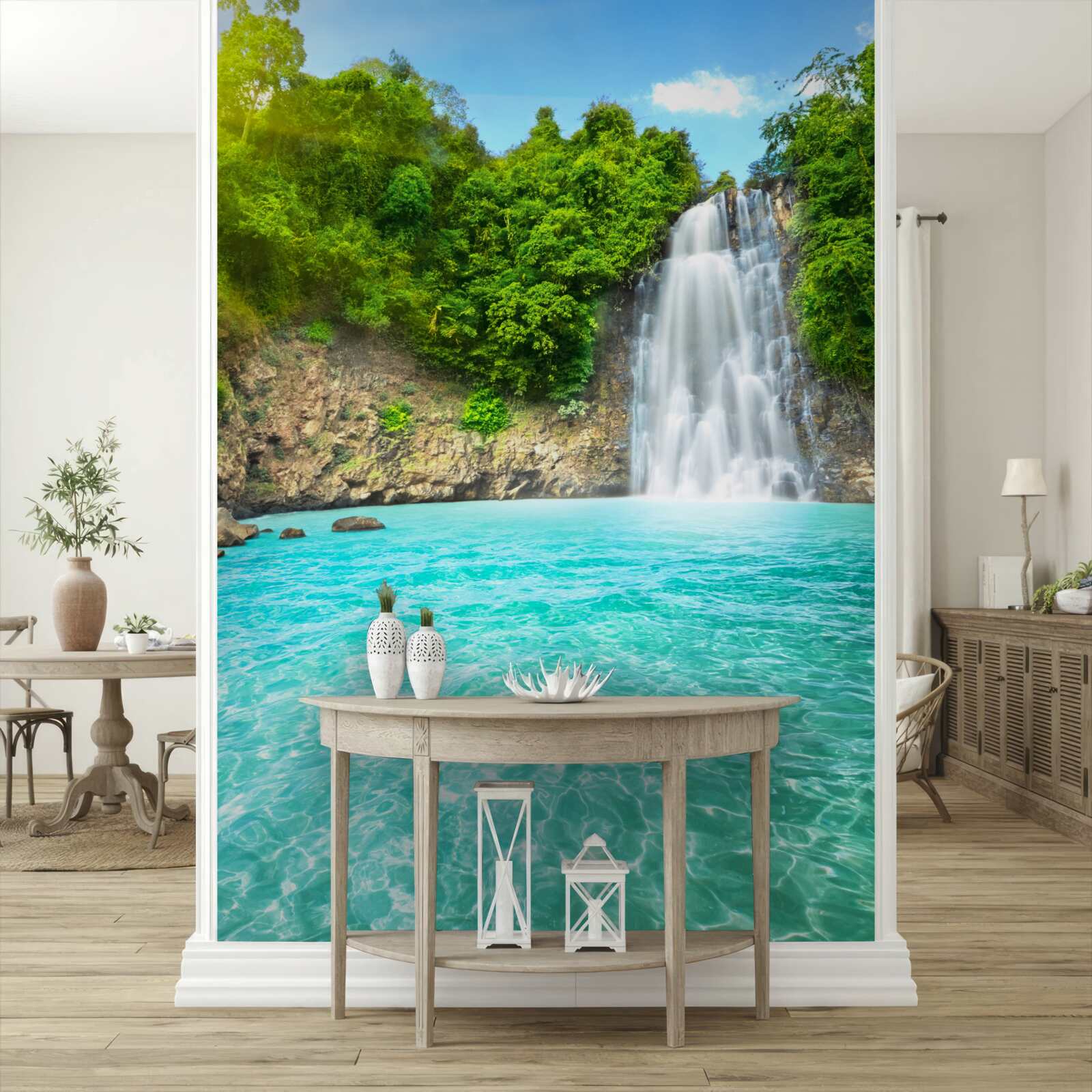 Fototapeta vody horského vodopádu, čisté ako krištáľ, v púšti