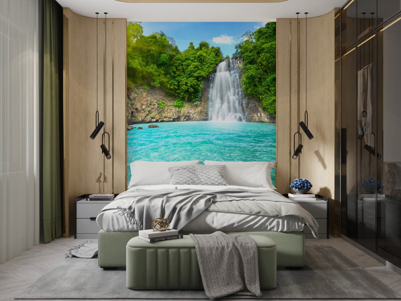 Fototapeta vody horského vodopádu, čisté ako krištáľ, v púšti