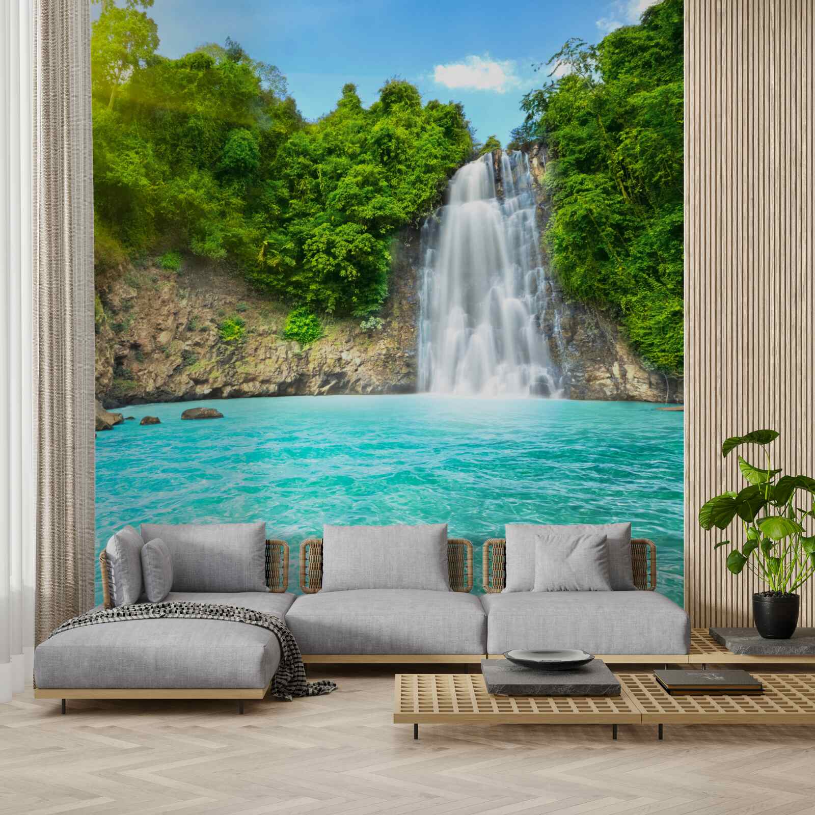 Fototapeta vody horského vodopádu, čisté ako krištáľ, v púšti