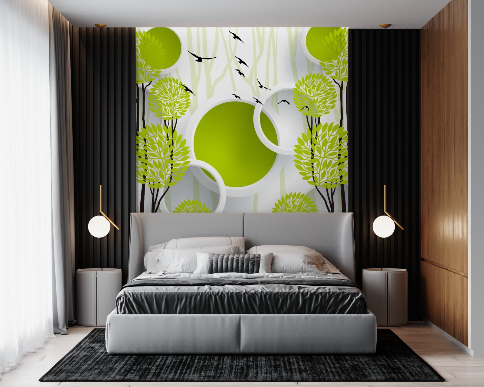 Fototapeta stromy pod lietajúcimi vtákmi