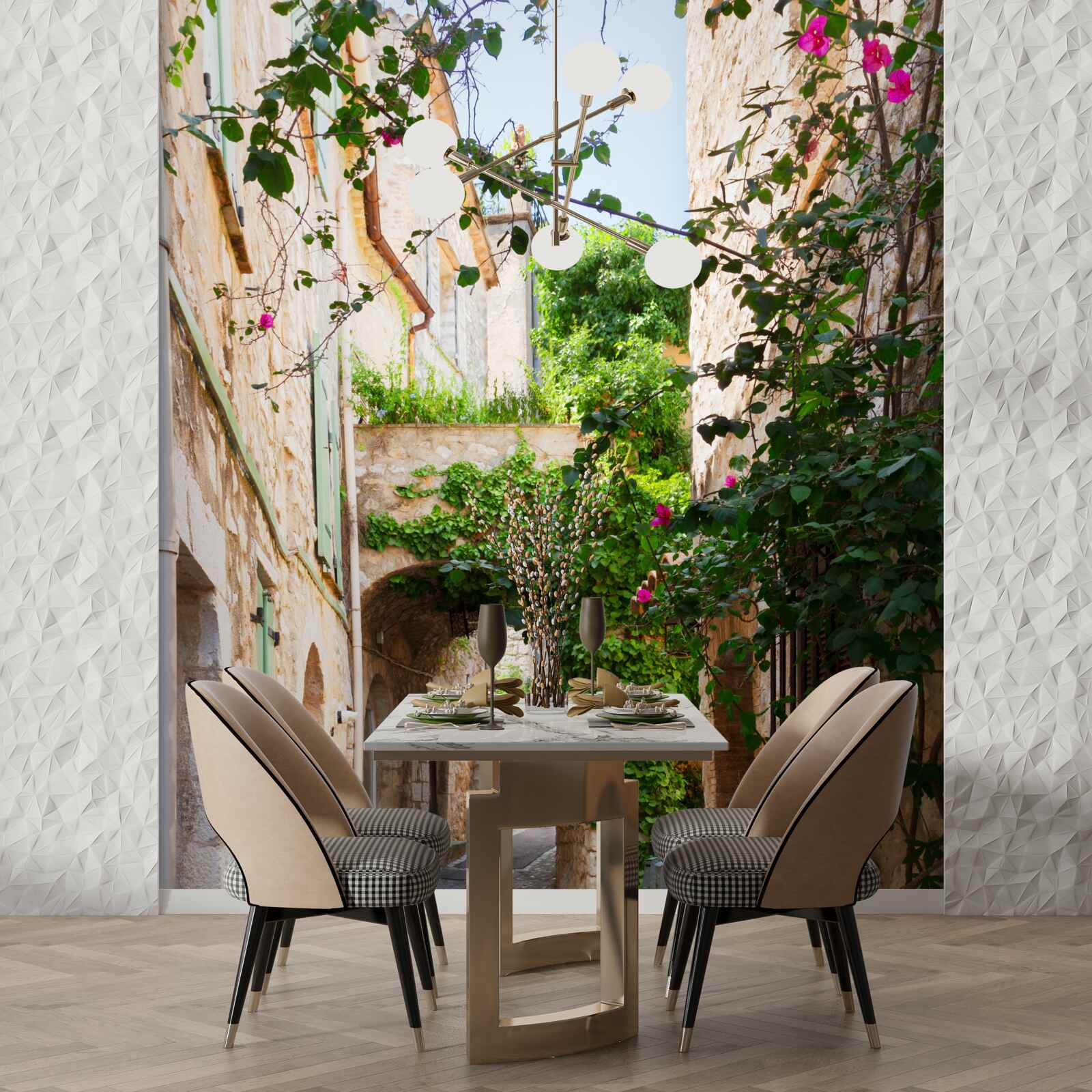 Fototapeta starodávna úzka ulička zdobená živými rastlinami