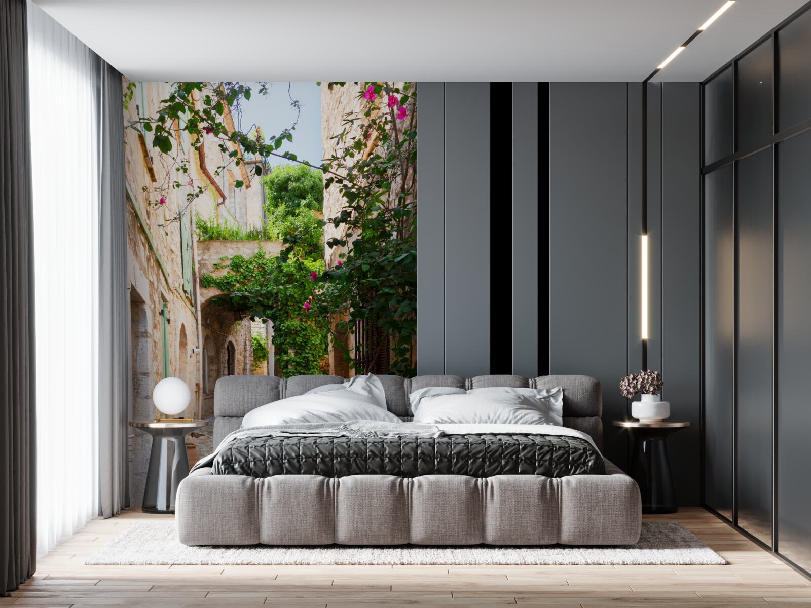 Fototapeta starodávna úzka ulička zdobená živými rastlinami