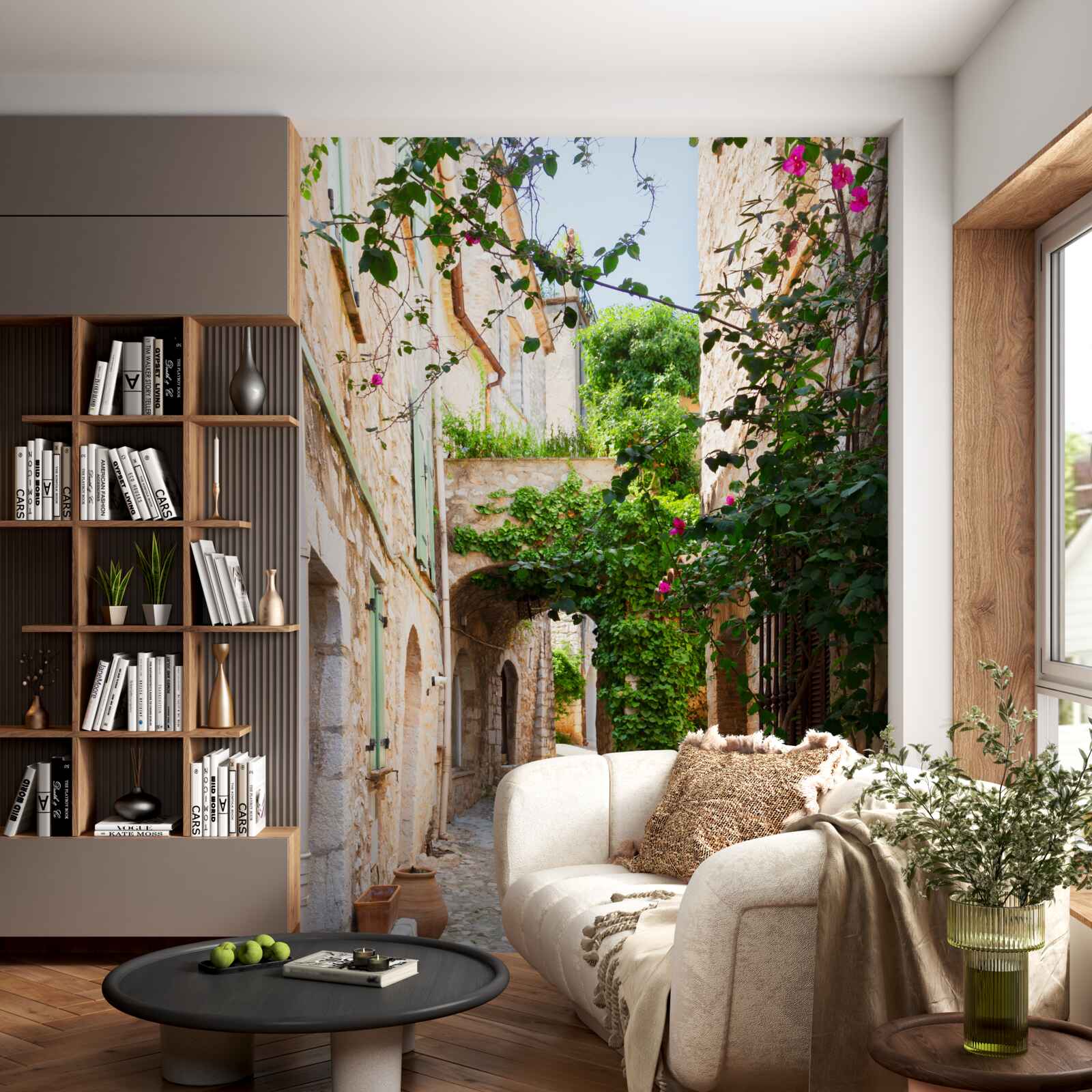 Fototapeta starodávna úzka ulička zdobená živými rastlinami