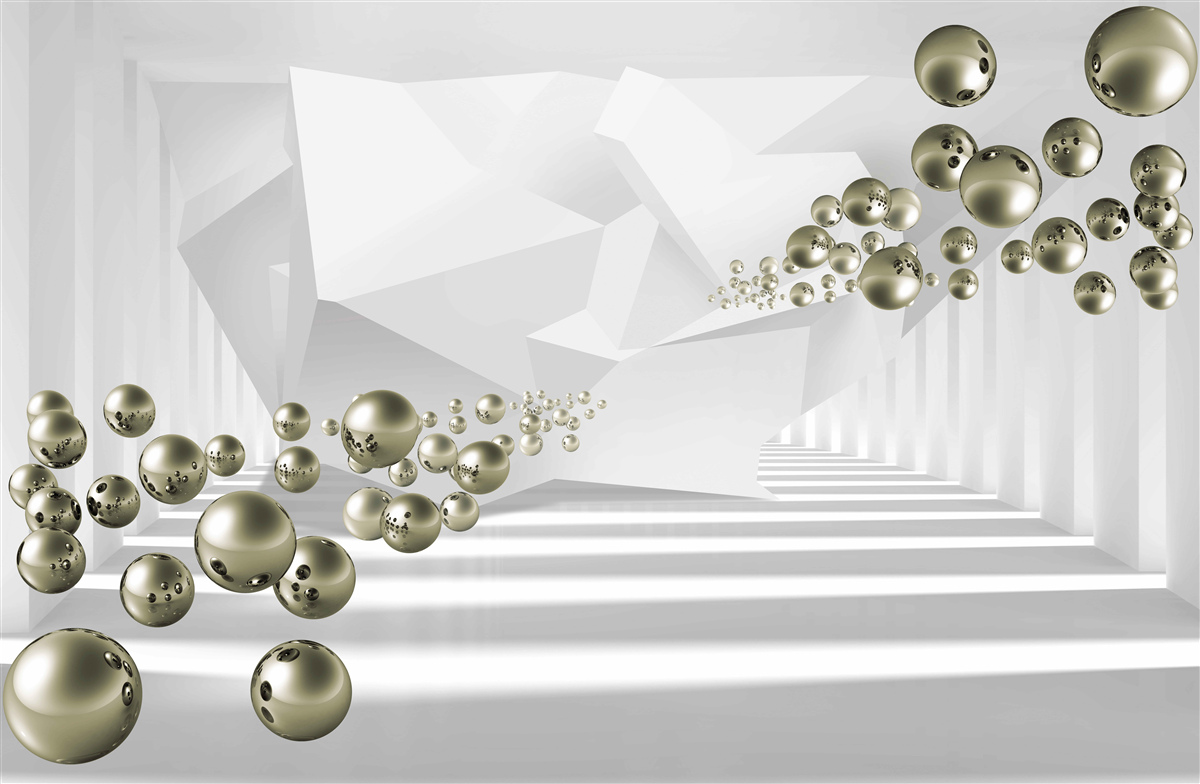 Fototapeta abstraktný tunel, v ktorom odlietajú zlaté perly